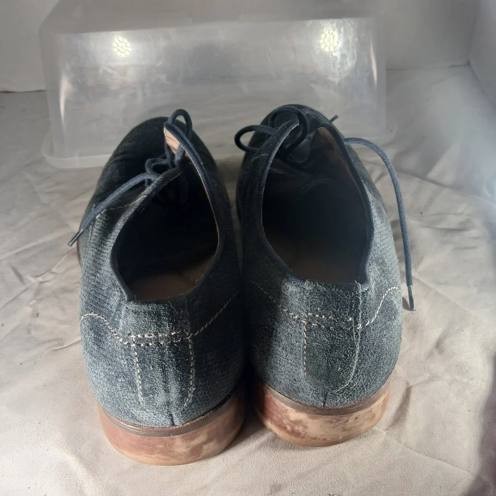 Johnston & Murphy J&M 1850 Mens 9.5 M‎ Navy Blue Suede Perforated Derby Shoes